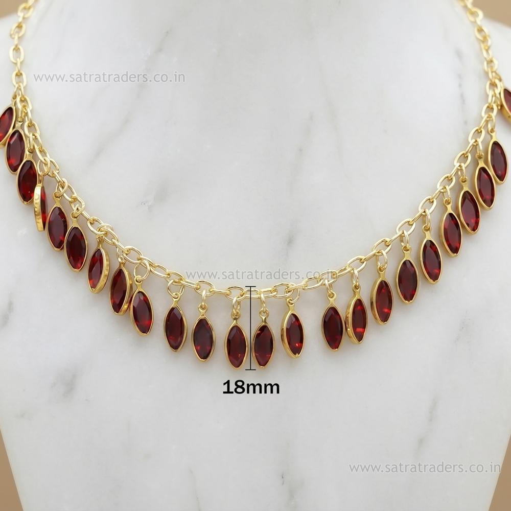 Marquise Glass Charms Gold Chain Necklace | Qty : 1pc