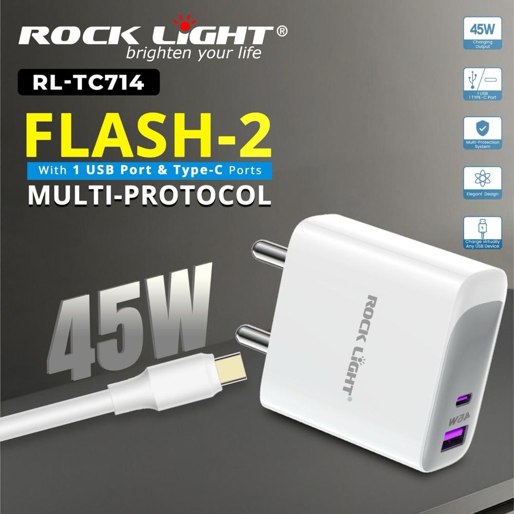 Rock Light Type C Charger Rl-tc714 - Features: Fast Charging