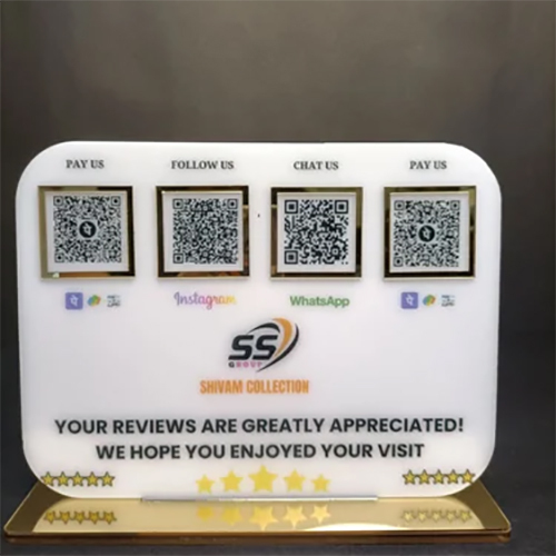 6mm White Acrylic QR Code Stand