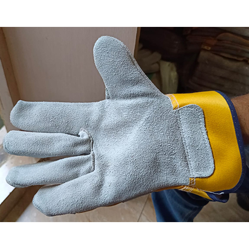Industrial Split Canadian Leather Gloves - Color: Grey