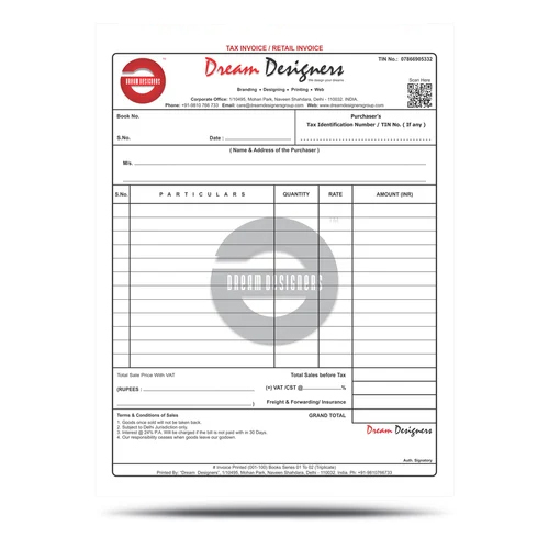 Bill Book Printing Services