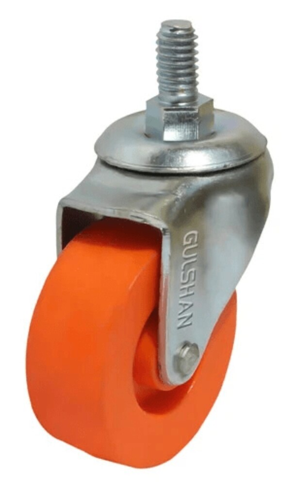 Wheel Caster - Nylon, 125mm PU Wheel, 150-180kg Load, Zinc Plated, 360Â° Swivel, Plate Mount