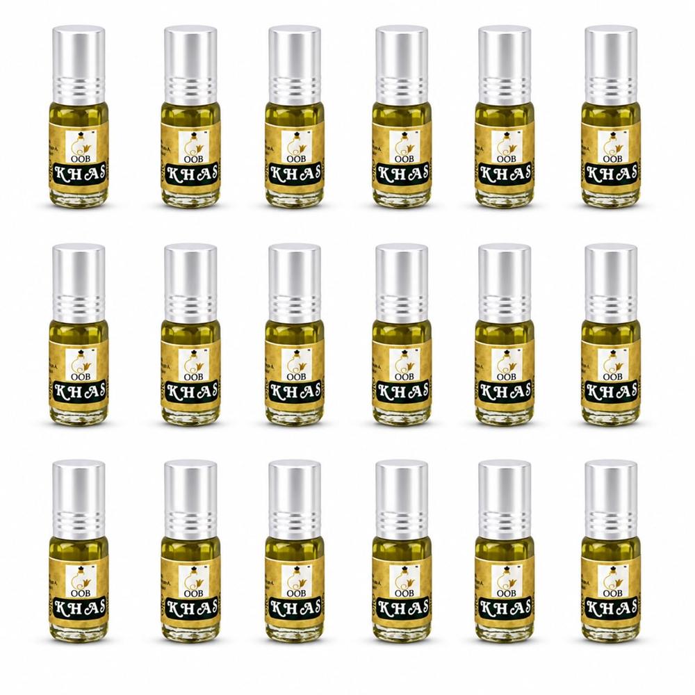 Oob Khas Attar - Natural Vetiver Perfume Oil, Pack Of 18 Vials (2.5Ml Each) - Chemical Name: Oil