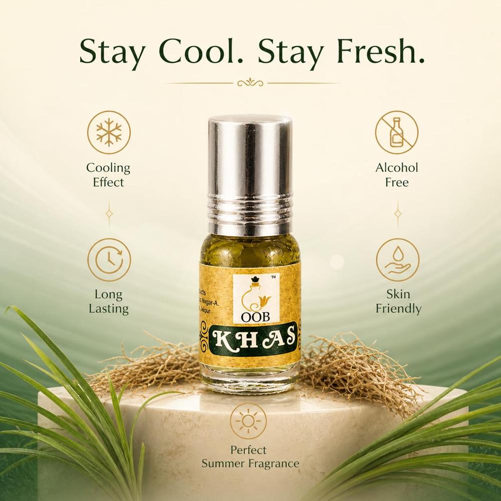 OOB Khas Attar - Natural Vetiver Perfume Oil, Pack of 18 Vials (2.5ml Each)