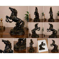 Luxury Black & Gold Prancing Horse Sculpture