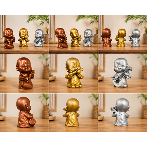 Luxury Musical Monk Decorative Set (Set of 3)