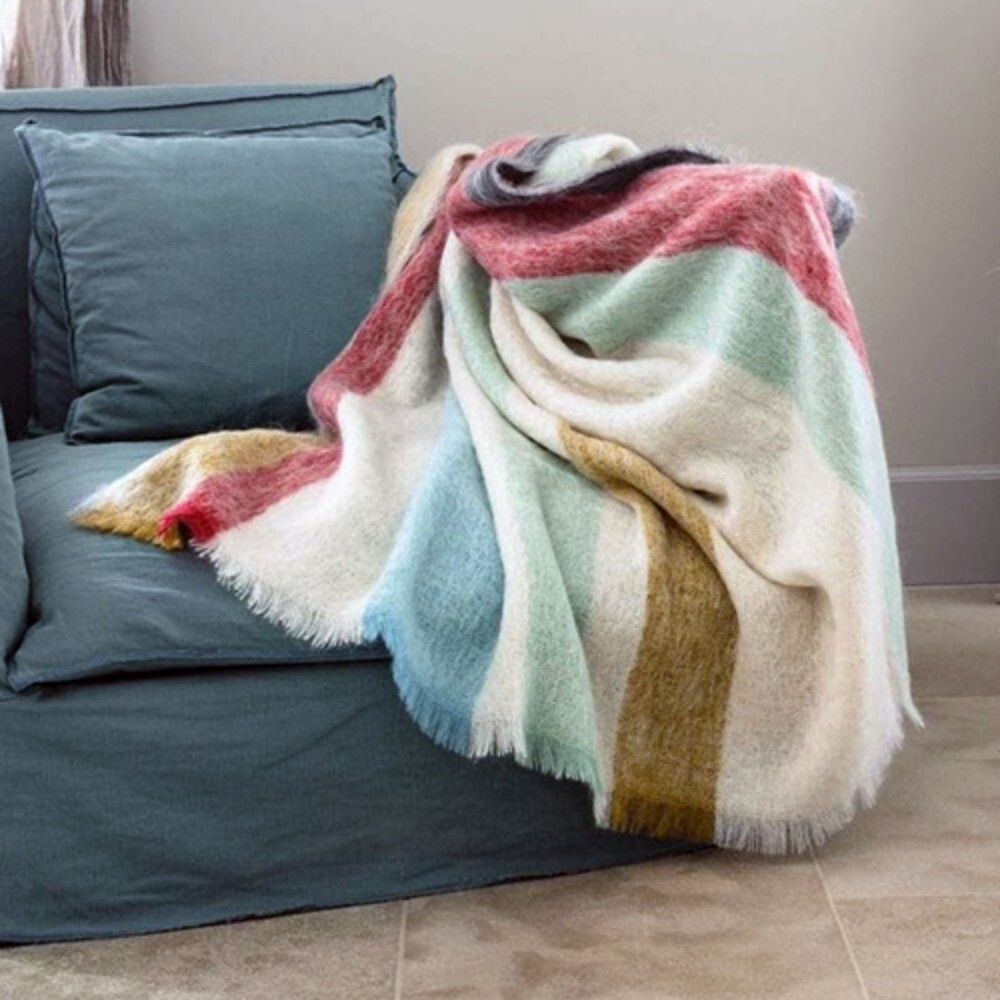 Mohair Plaid Throw - Color: Multicolor