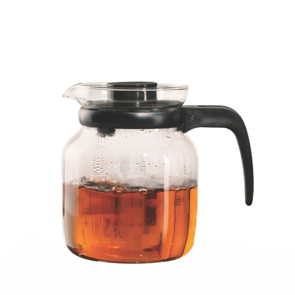Borosil Classic Glass Tea Set, Flame Proof & Microwave Proof, Clear Carafe Flame Proof Glass Kettle with Strainer 350 ml IH11KF01135