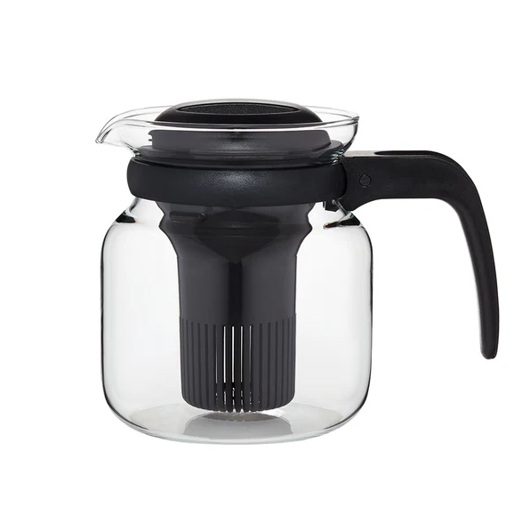 Borosil Flame Proof Glass Kettle with Infuser 1L & Borosil Tea & Coffee Glass Black Handle Microwave Safe, Scratch Resistant, Lightweight for Chai, Green Tea, Milk  IH11KF06210