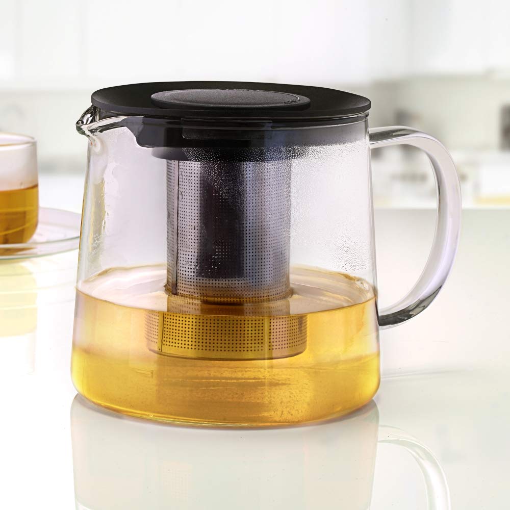 Borosil Carafe Flame Proof Glass Kettle with SS Infuser, 1L ICFSS9B1000