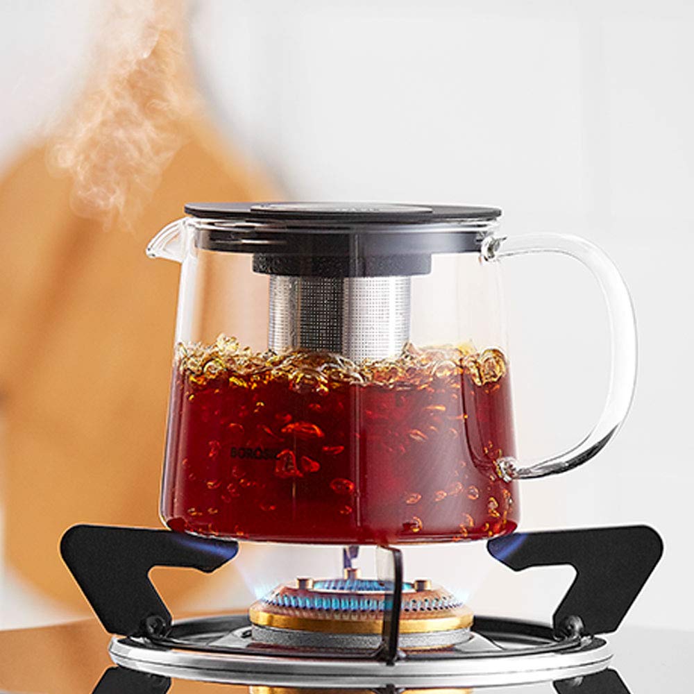 Borosil Carafe Flame Proof Glass Kettle with SS Infuser, 1L ICFSS9B1000