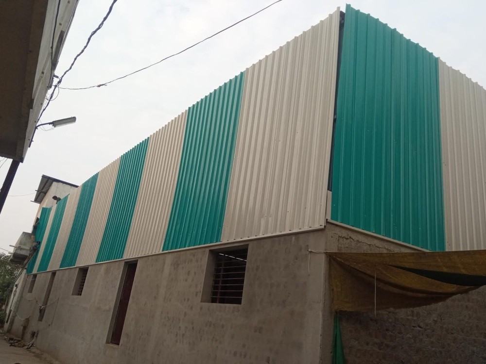 Industrial Factory Shed - Mild Steel Frame, Custom 90x60x30 ft, Blue/Grey, Wind & Fire Resistant