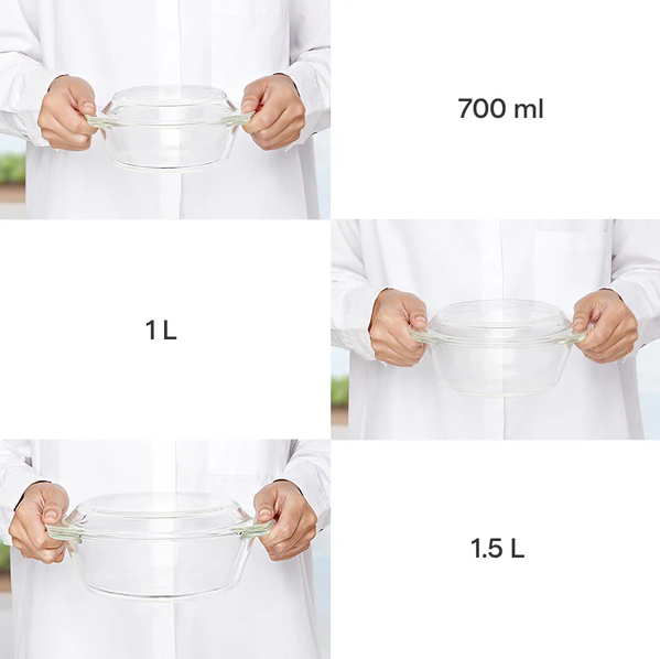 Borosil  Round Casserole Set of 3 with Lid 700ml + 1 Litre + 1.5 Litre BGFGBCAS0006