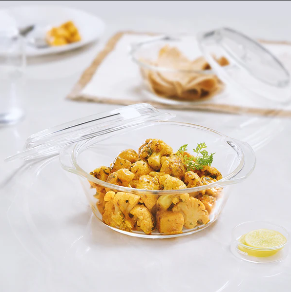 Borosil  Round Casserole Set of 3 with Lid 700ml + 1 Litre + 1.5 Litre BGFGBCAS0006