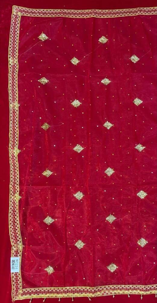 Maroon Net Embroidery Bridal Dupatta