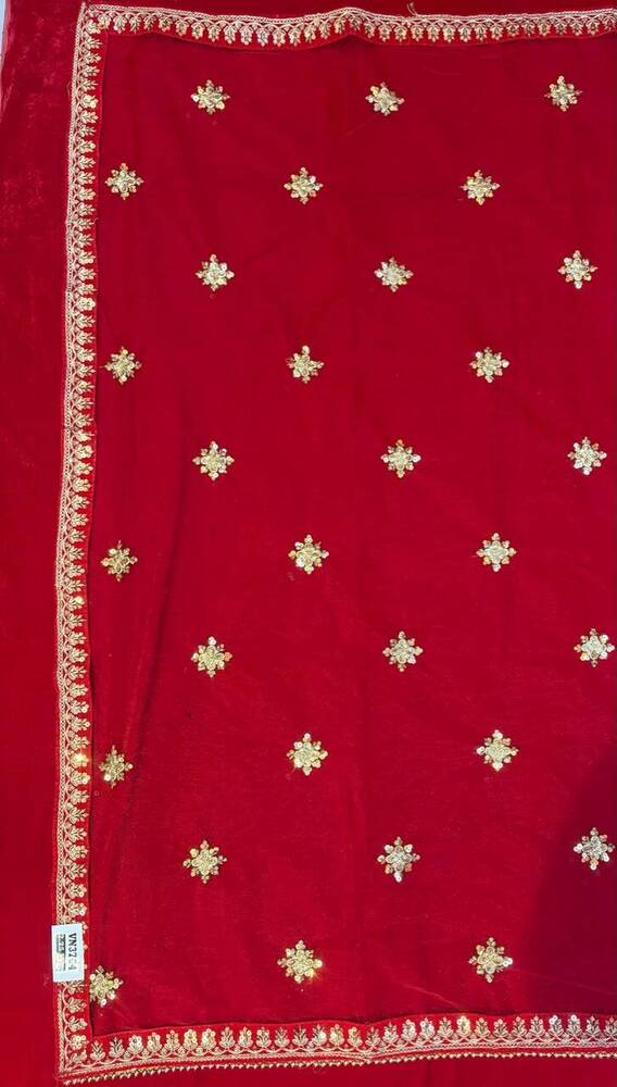 Red Premium Net Embroidery Bridal Dupatta