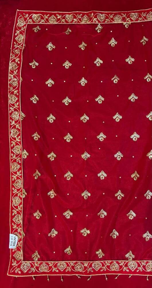 Net Embroidery Stone Work Bridal Dupatta