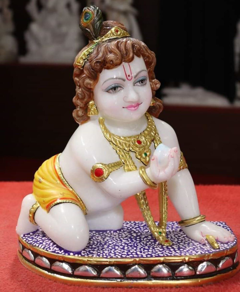 Krishna Marble Murti with Butter Pot