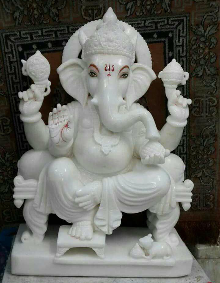 White Marble Ganesh Ji Idol Statue