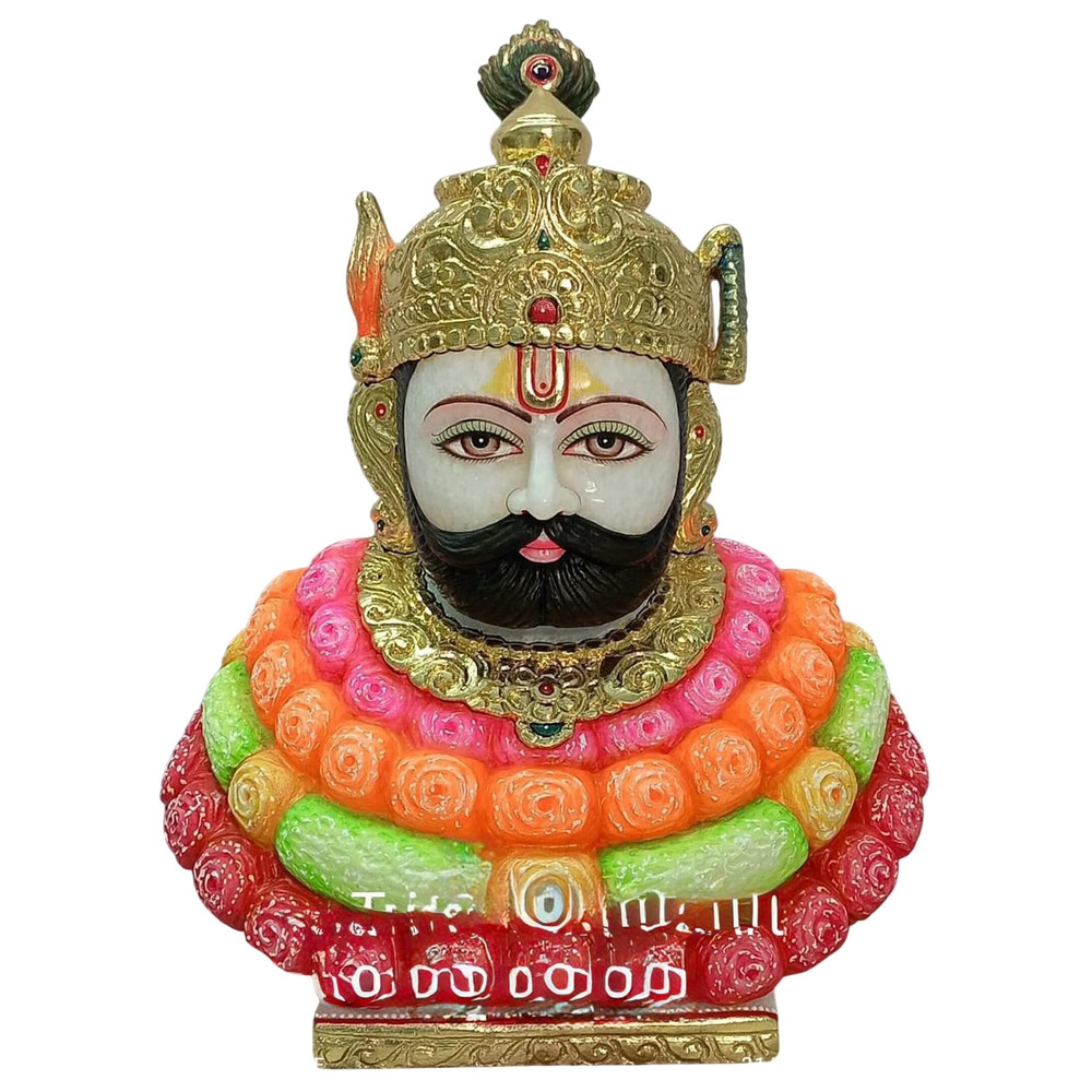 White Painted Marble Khatu Shyam Baba Statue