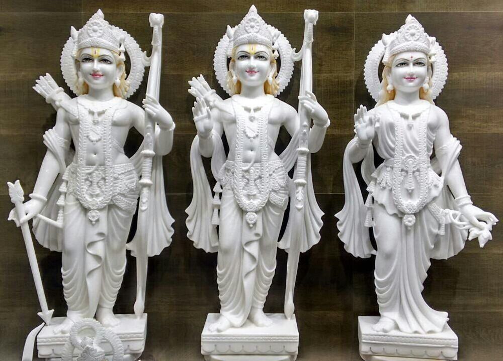 White Vietnam Marble Ram Parivar Set