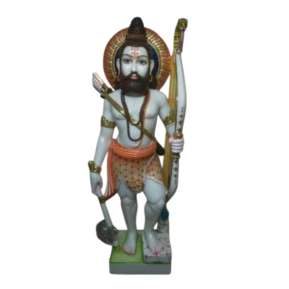 Painted Hindu Marble Parshuram Statue