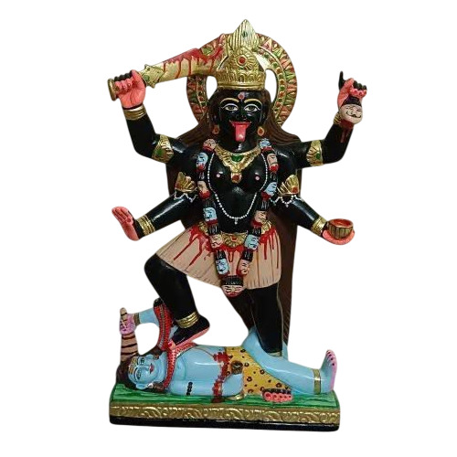 Black Marble Painted Hindu Kali Mata Statue