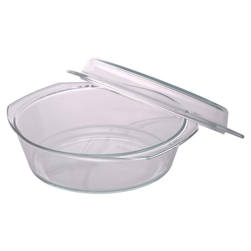 Borosil Casserole with Lid | Borosilicate Glass Bakeware & Serveware Bowl | Microwave, Dishawasher & Oven Safe Multipurpose Bowl for Mixing Dough, Salad, Batter 2.5L  IH22CA14225