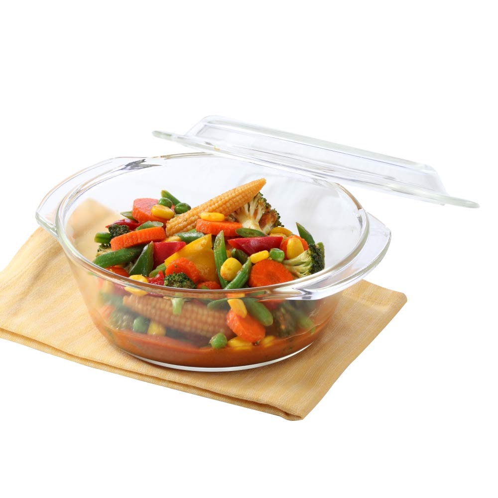 Borosil Casserole with Lid | Borosilicate Glass Bakeware & Serveware Bowl | Microwave, Dishawasher & Oven Safe Multipurpose Bowl for Mixing Dough, Salad, Batter 2.5L  IH22CA14225