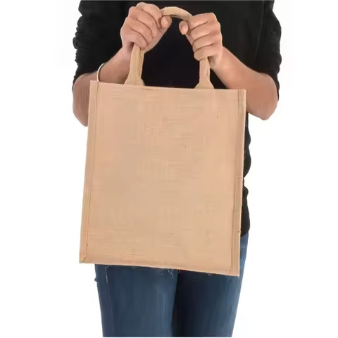 Direct Factory Supply Custom Jute Bag Natural Geometric Print Jute Bag Reusable Tote Bag Use Available at Affordable Price