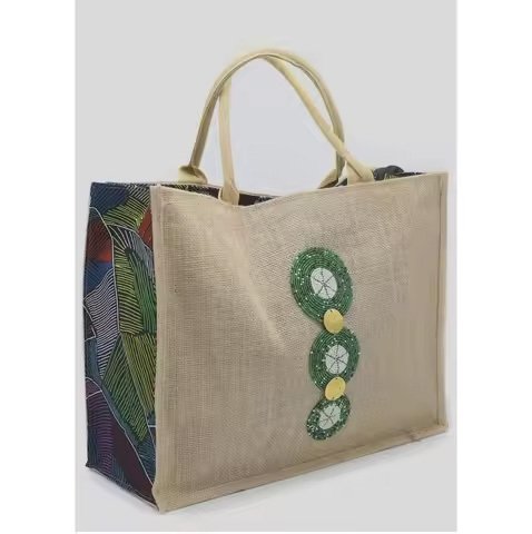 Direct Factory Supply Striped Jute Carry Bag Reusable Eco Tote for Gift Packaging and Boutique Stores Available for Sale