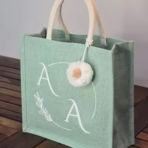 Wholesale Eco Friendly Jute Geometric Pattern Fashion Extra Large Waterproof Shopping Bag Custom OEM Logo Printing for Party