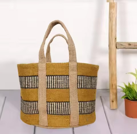 Premium Quality Stylish Geometric Print Jute Bag Fashion Tote for Ladies Handbag and Casual Outings at Affordable Price