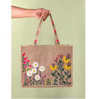 Top Quality Geometric Pattern Jute Tote Bag Reusable Bag For Bookstore And Stationery Store Customers Use At Good Price