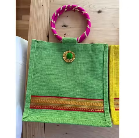 Top Quality Stylish Geometric Print Jute Bag Fashion Carry Bag for Daily Casual Shopping Use Available for Worldwide Supply
