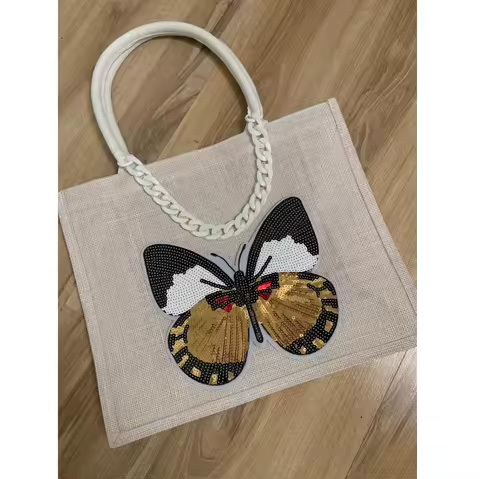 Top Demanded Eco Friendly Geometric Jute Shopping Bag for Brand Promotion Campaigns Available at Affordable Price