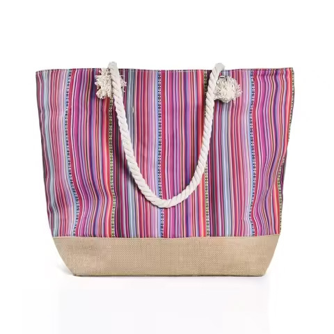 Top Quality Natural Geometric Print Jute Bag Eco Friendly Carry Bag for Handmade Craft Stores Available at Good Price