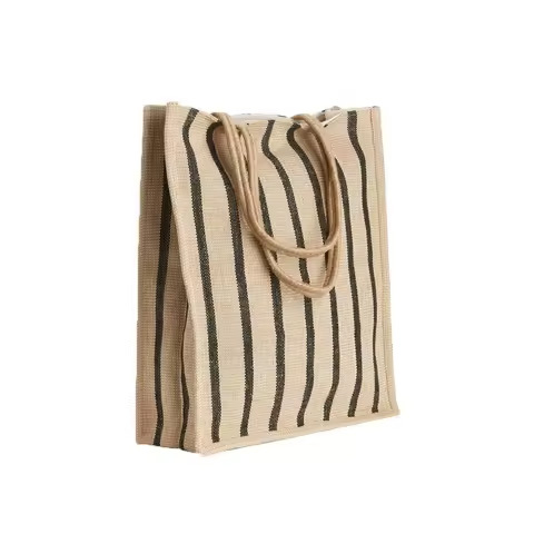Hot Sale Reusable Geometric Print Jute Bag Durable Tote for Office Lunch and Daily Carry Available for Sale