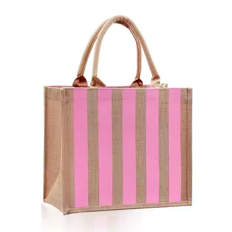 Premium Quality Geometric Pattern Jute Bag Large Shopping Tote for Supermarket Available at Export Price