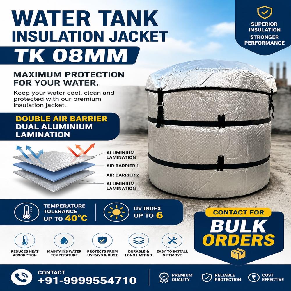 1000 Ltr Water Tank Insulation Cover - Color: Silver