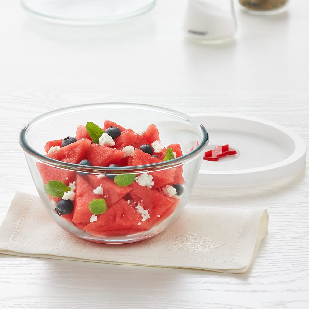 Borosil 500ml Round Serving & Mixing Bowl Made in India Borosilicate Glass Bowl for Kitchen & Dinning | Bowl for Mixing Dough, Salad, Batter | Microwave & Dishwasher Safe | Transparent BGFGBBWL0022
