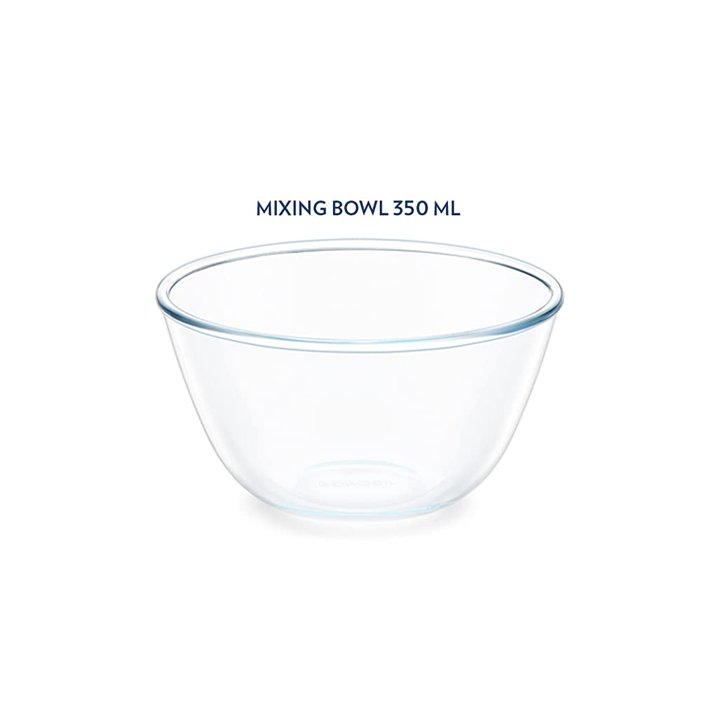 Borosil 500ml Round Serving & Mixing Bowl Made in India Borosilicate Glass Bowl for Kitchen & Dinning | Bowl for Mixing Dough, Salad, Batter | Microwave & Dishwasher Safe | Transparent BGFGBBWL0022