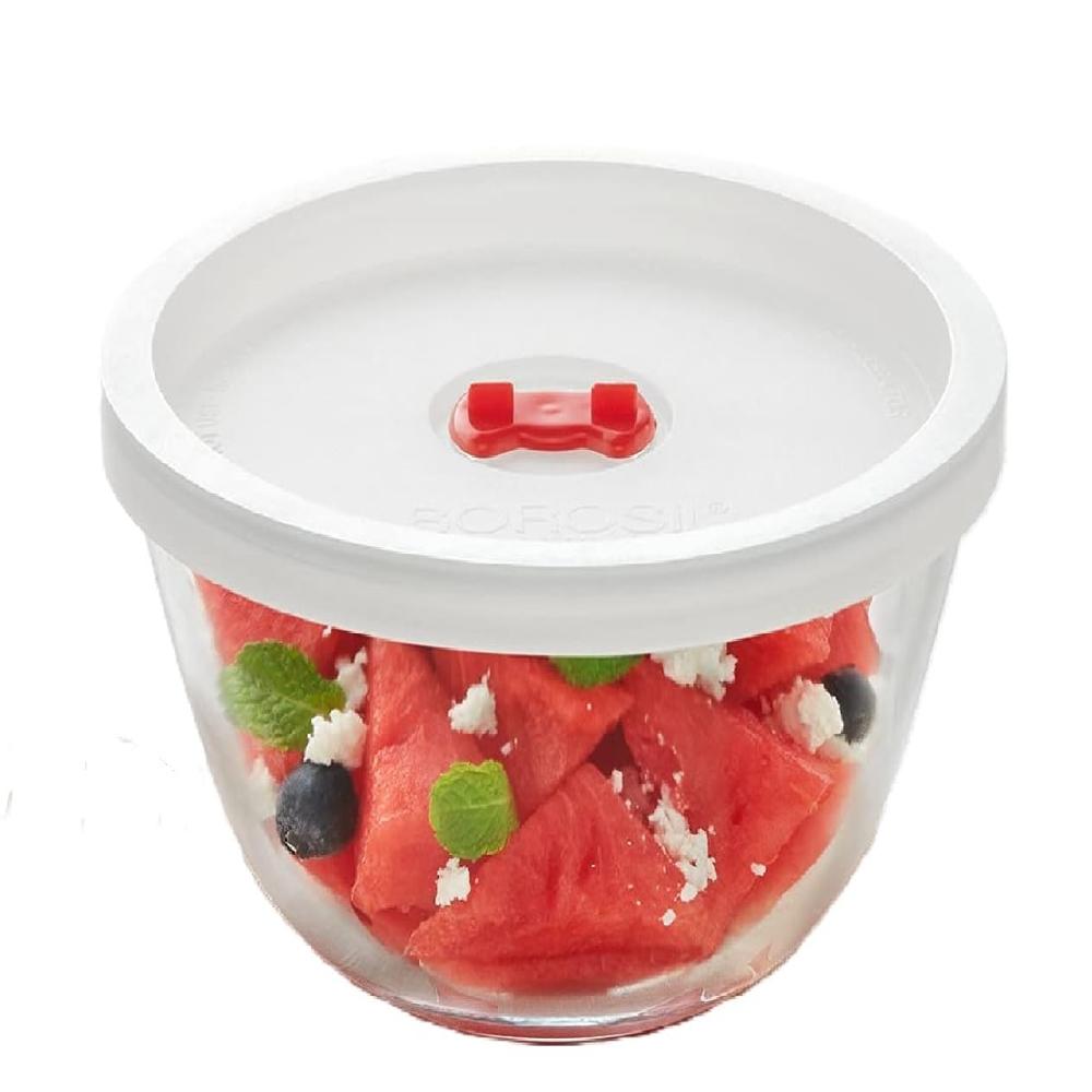 Borosil 500 ML Round Serving & Mixing Bowl with Lid | Made in India Borosilicate Glass Bowl for Kitchen & Dinning | Bowl for Mixing Dough, Salad, Batter | Microwave & Dishwasher Safe | Transparent BGFGBBWL0055