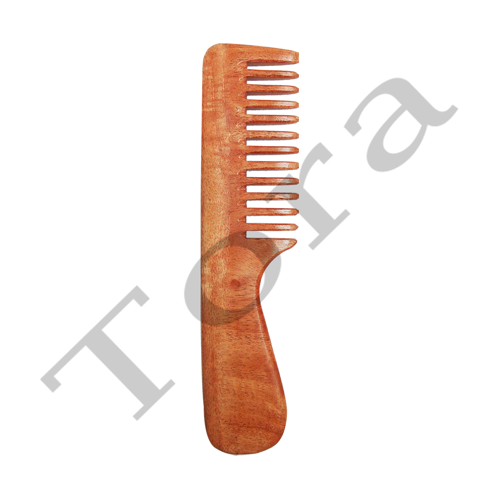 WOODEN WIDE NEEM COMB HANDLE (TCNC7041)