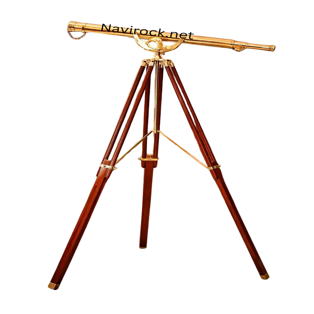 Nautical Vintage Anchor Master Telescope Polished Brass Harbor Spyglass With Adjustable Wooden Tripod - Application: Null