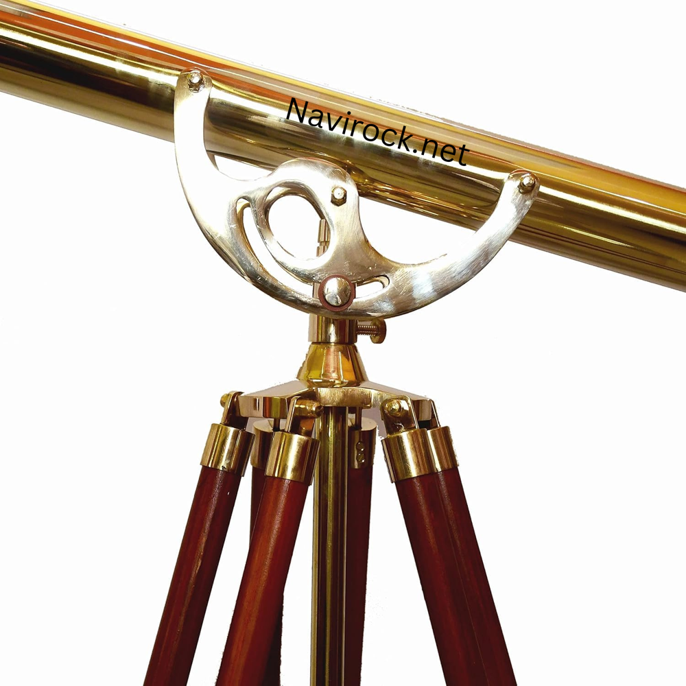 Nautical Vintage Anchor Master Telescope Polished Brass Harbor Spyglass with Adjustable Wooden Tripod 