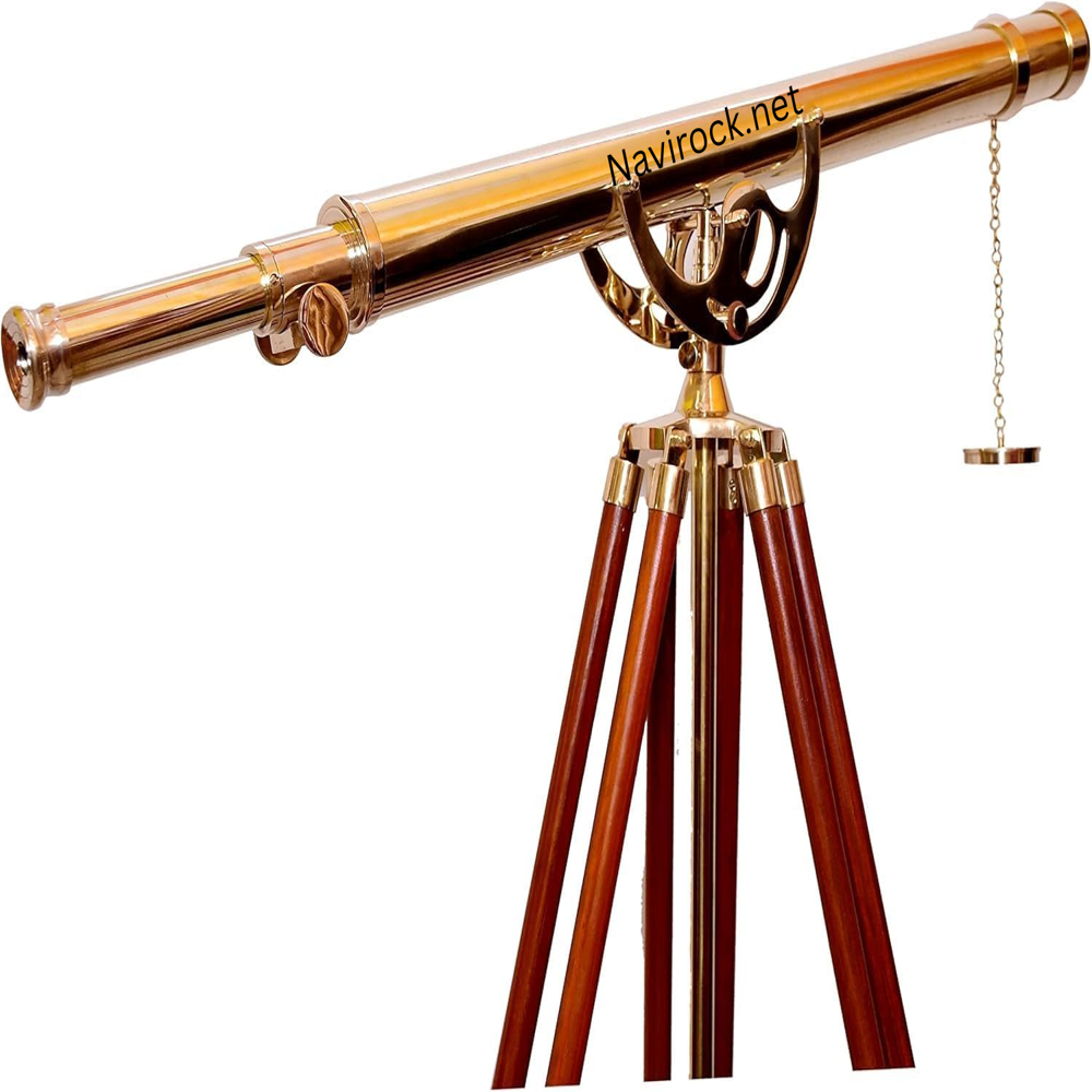 Nautical Vintage Anchor Master Telescope Polished Brass Harbor Spyglass with Adjustable Wooden Tripod 