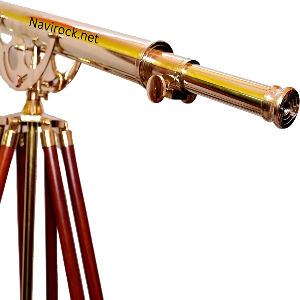 Nautical Vintage Anchor Master Telescope Polished Brass Harbor Spyglass with Adjustable Wooden Tripod 