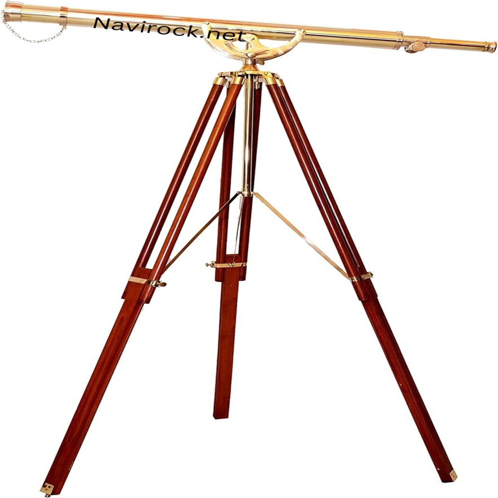 Nautical Vintage Anchor Master Telescope Polished Brass Harbor Spyglass with Adjustable Wooden Tripod 