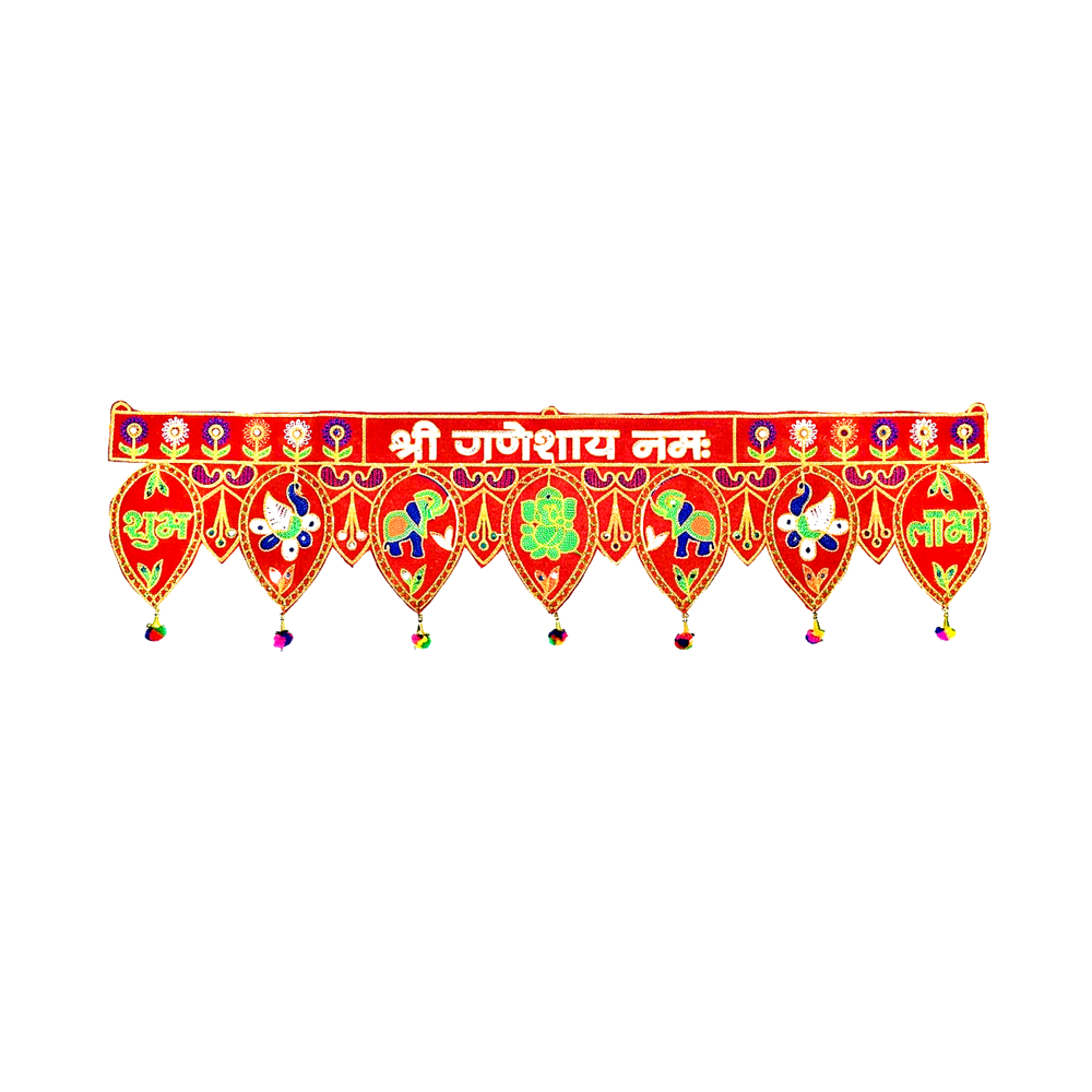 Krishna Handloom Traditional Festival Toran For Entrance B 1 - Color: Red